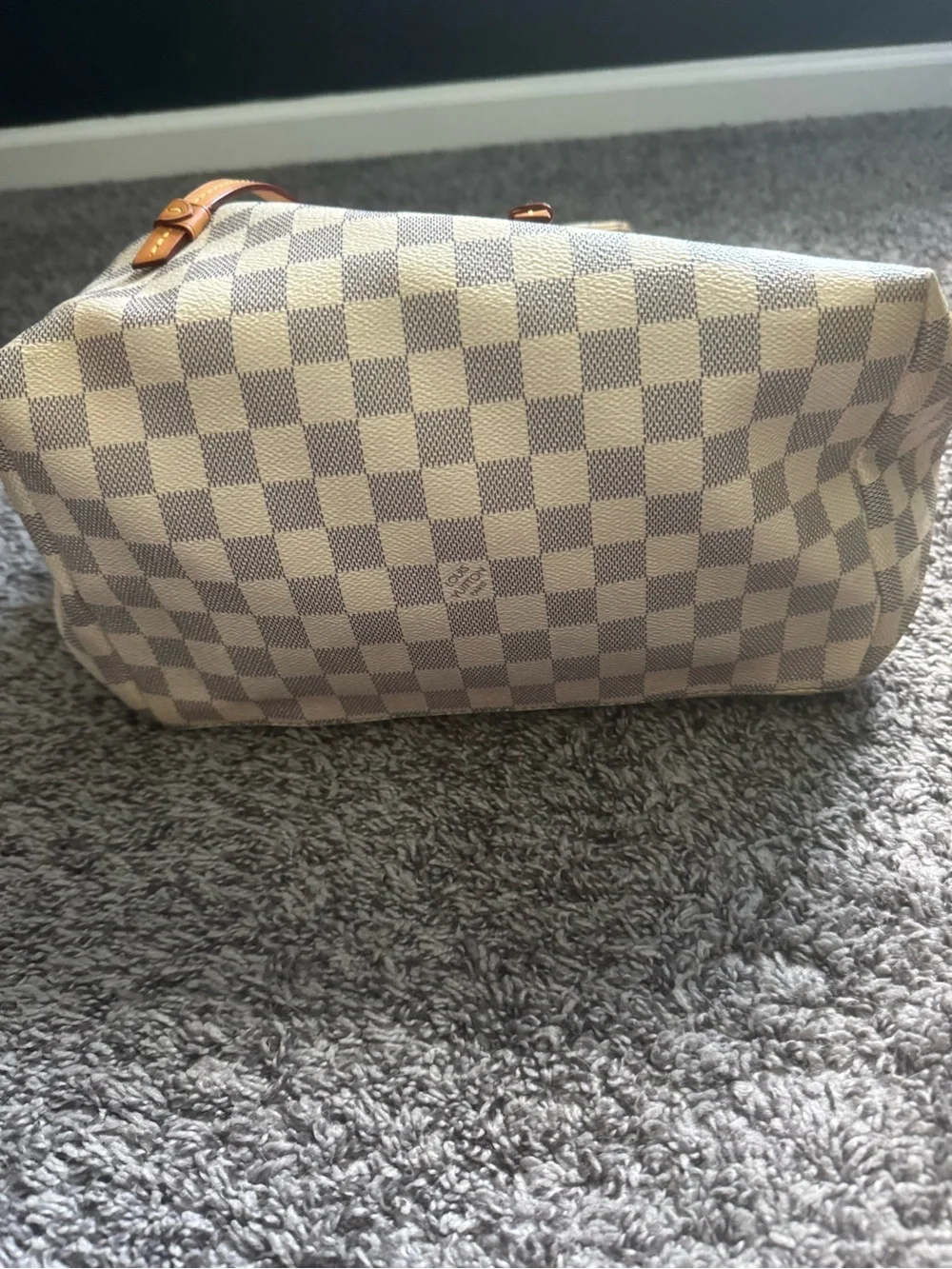 Louis Vuitton Damier Azur Checker Canvas Backpack in White and Tan